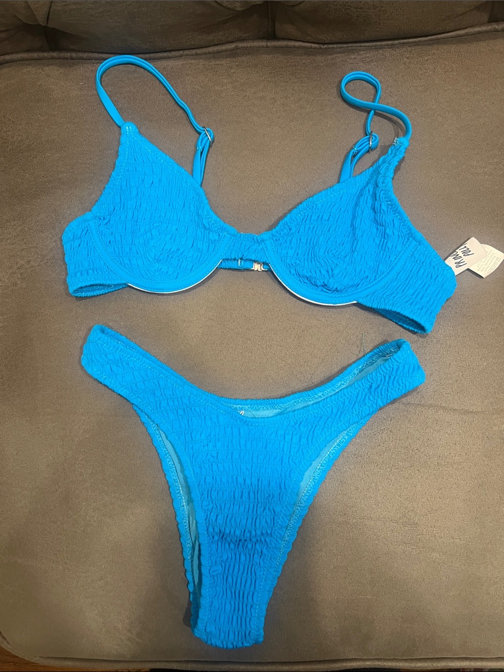 Princess Polly Bright Blue Textured Bikini Set